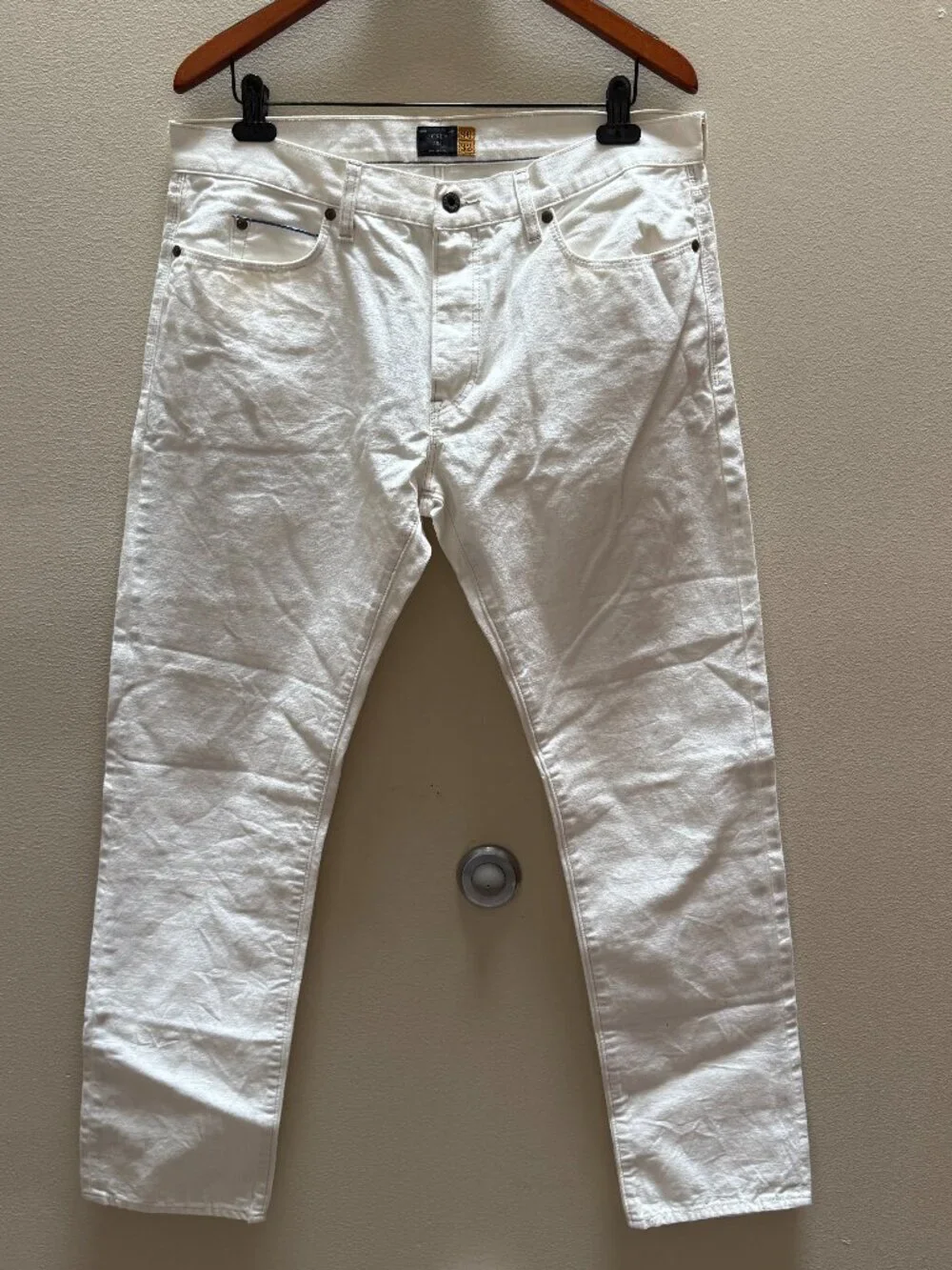 J. Crew Mens White Selvedge 484 Slim Jeans Size 36 x 32